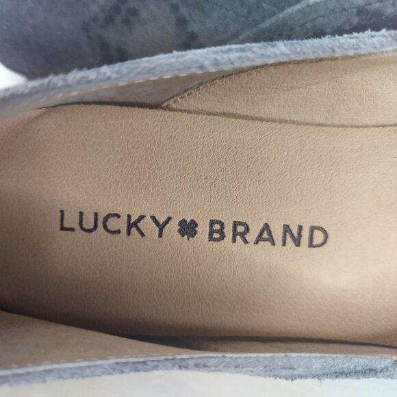 Lucky Brand Alba Snakeskin Print Suede Skimmer Ballet Flats Women US 7.5M - Picture 7 of 12